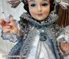 Load image into Gallery viewer, Vestidito Niño de las Palomas, Child of the Doves Baby Jesus White Gown