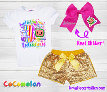 Load image into Gallery viewer, Watermelon Inspired  Birthday Sequin Short Outfit