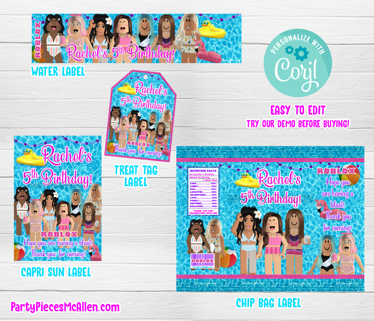 ROBLOX GIRL WATER BOTTLE LABELS - Cami Templates