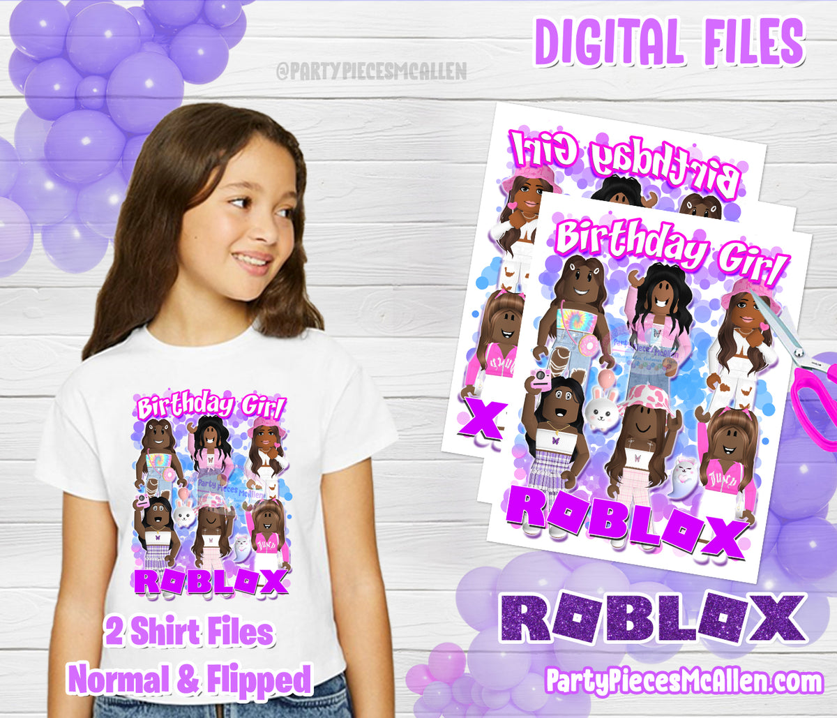 Roblox Birthday Party Shirt PNG, Roblox, roblox girl, birthday party,  birthday girl, guests, High resolution, sublimation, printable HTV