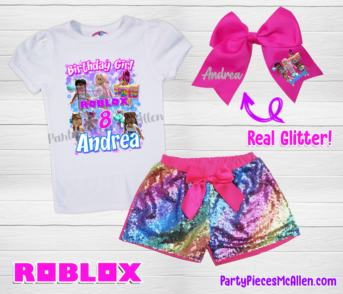 Roblox Inspired Birthday Sequin Short Outfit