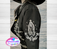 Load image into Gallery viewer, Black Charro Boys Suit Virgen de Guadalupe