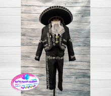 Load image into Gallery viewer, Black Charro Boys Suit Virgen de Guadalupe