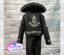 Load image into Gallery viewer, Black Charro Boys Suit Virgen de Guadalupe