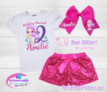 Load image into Gallery viewer, Cute Mermaid Glittery Birthday Outfit