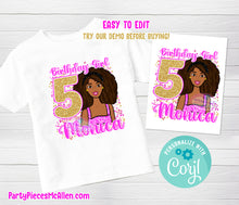 Load image into Gallery viewer, Black Doll Editable Birthday Shirt