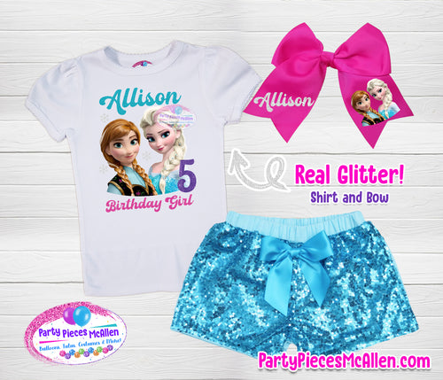 Elsa and Anna  Glittery Vinyl Birthday Set