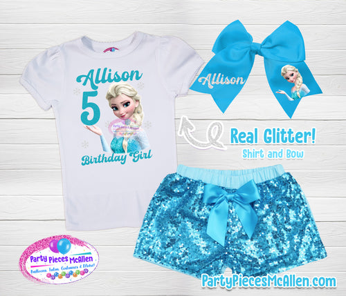 Queen Elsa Glittery Vinyl Birthday Set