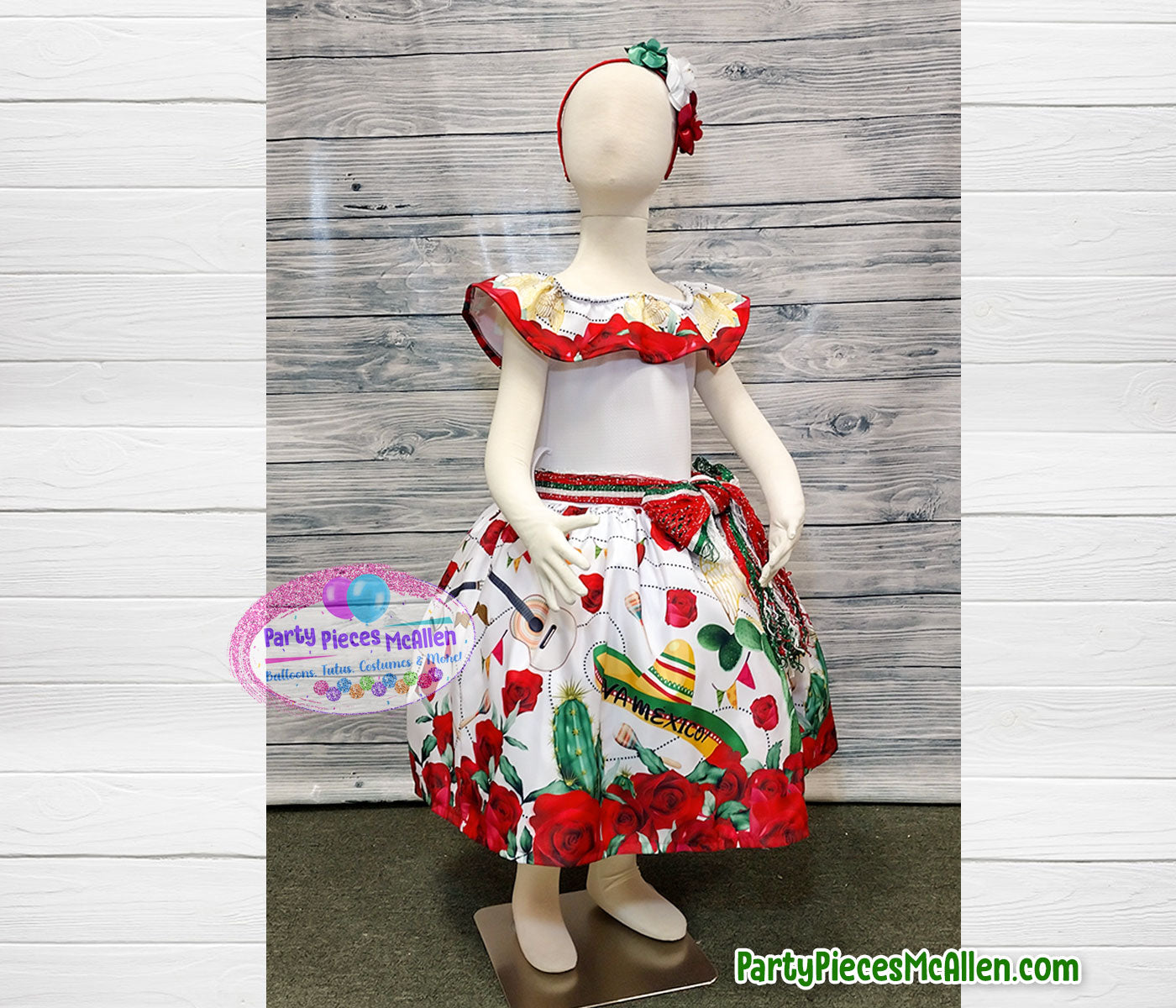strapless open back dress Mexican Charrita Ruffle Neckline Dress in White
