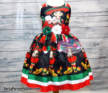 Load image into Gallery viewer, Black Charrita Dress, Mexican Fiesta Dress