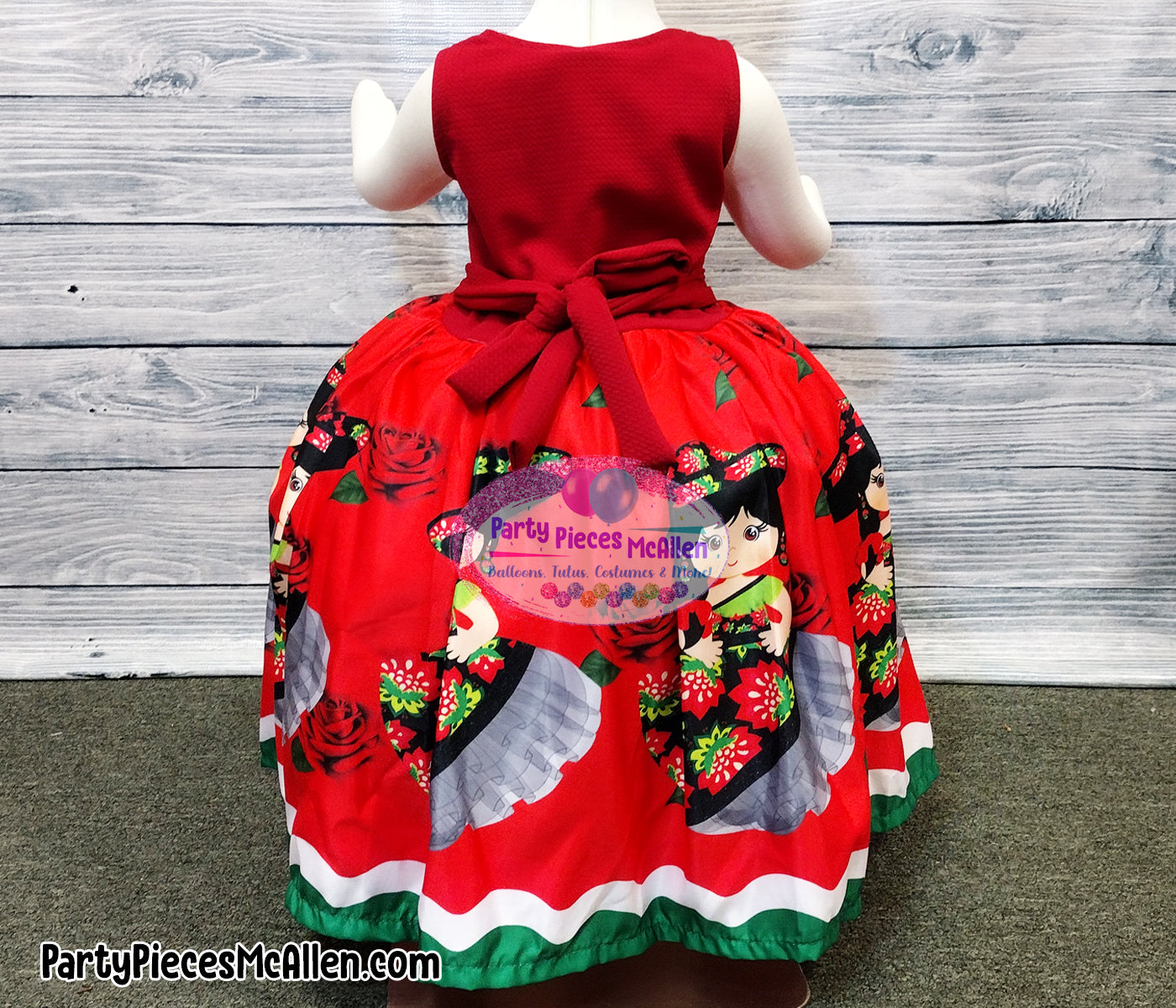 Red Charrita Dress, Mexican Fiesta Dress Red Charrita Dress, Mexican Fiesta Dress