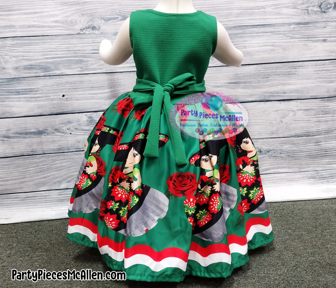 Green Charrita Dress, Mexican Fiesta Dress Green Charrita Dress, Mexican Fiesta Dress