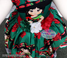 Load image into Gallery viewer, Green Charrita Dress, Mexican Fiesta Dress