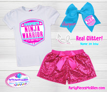 Load image into Gallery viewer, Ninja Warrior Birthday Sequin Short Outfit