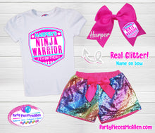 Load image into Gallery viewer, Ninja Warrior Birthday Sequin Short Outfit