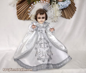 Vestidito Niño de las Palomas, Child of the Doves Baby Jesus White Gown