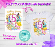 Load image into Gallery viewer, Editable Princess Birthday Shirt