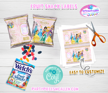 Load image into Gallery viewer, Princesses DIGITAL Fruit Snacks Label