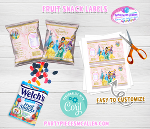 Princesses DIGITAL Fruit Snacks Label