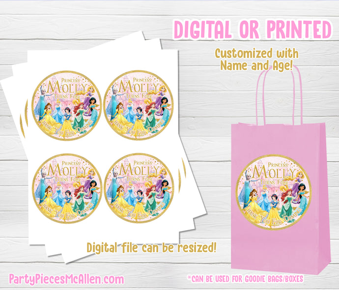 Princess Round Labels, Stickers