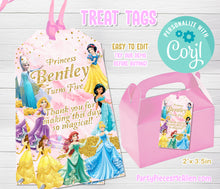 Load image into Gallery viewer, Editable Princess Treat Tags