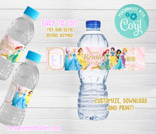 Load image into Gallery viewer, Editable Princess Water Label