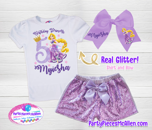 Princess Rapunzel Glittery Vinyl Birthday Set