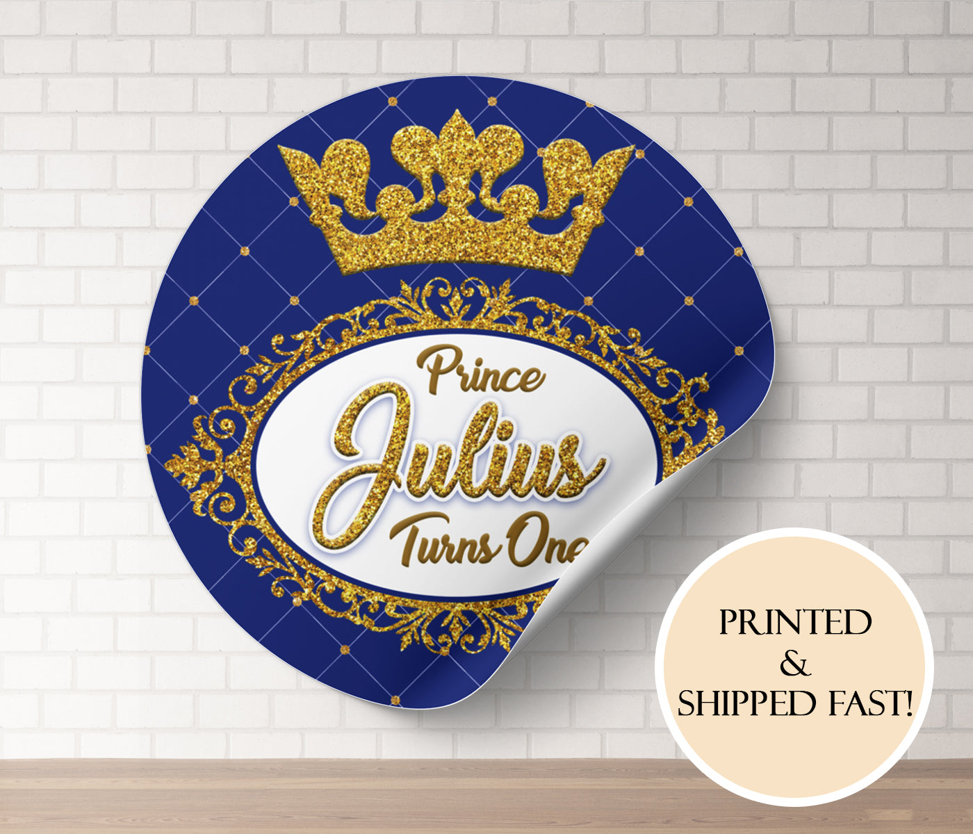 Prince Circle Sticker Royal Prince Stickers – Party Pieces McAllen