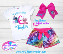 Load image into Gallery viewer, Stitch and Angel Glittery Vinyl Birthday Set