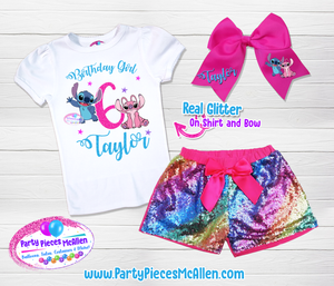 Stitch and Angel Glittery Vinyl Birthday Set
