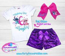 Load image into Gallery viewer, Stitch and Angel Glittery Vinyl Birthday Set
