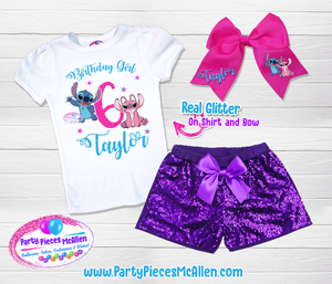 Stitch and Angel Glittery Vinyl Birthday Set