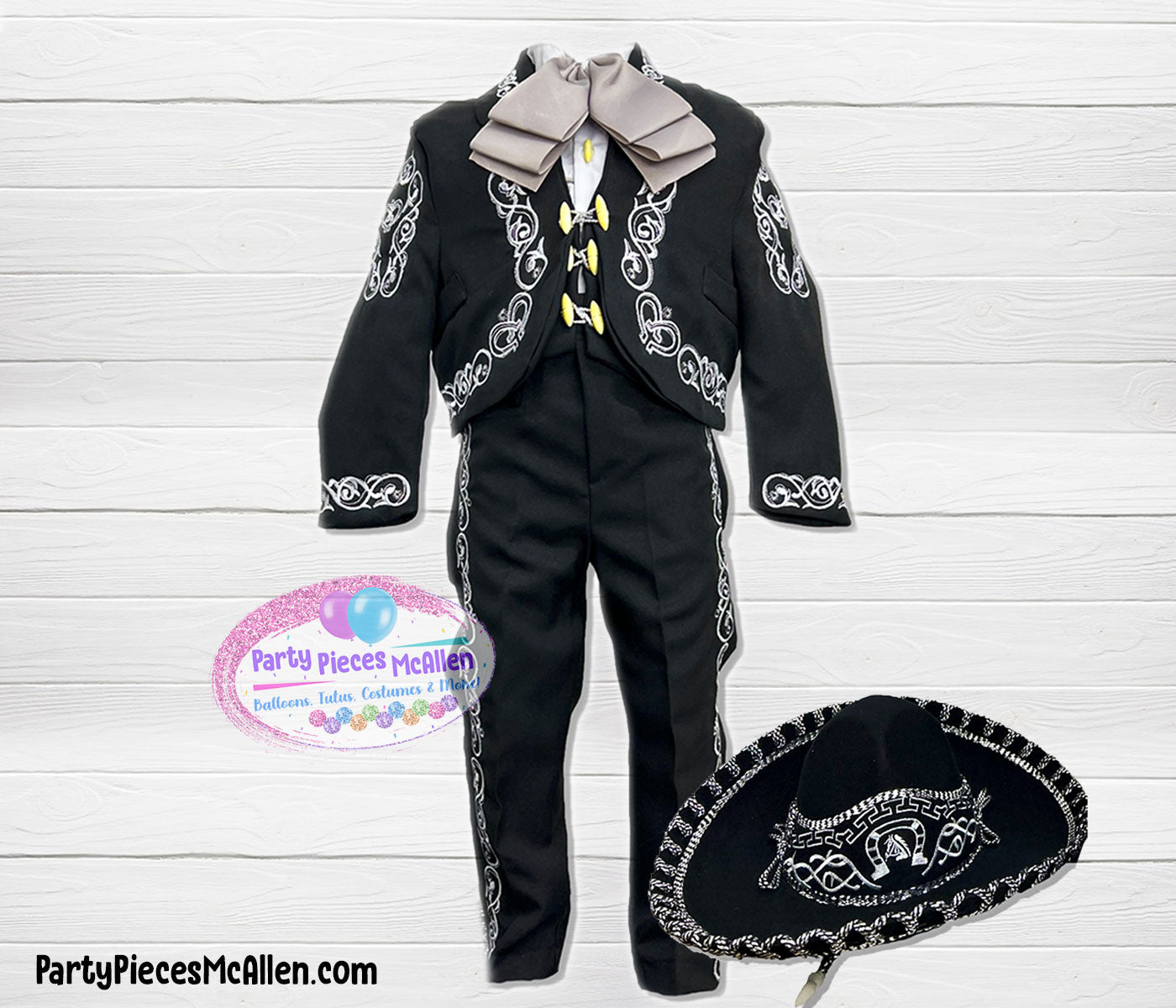 Black Charro Boys Suit