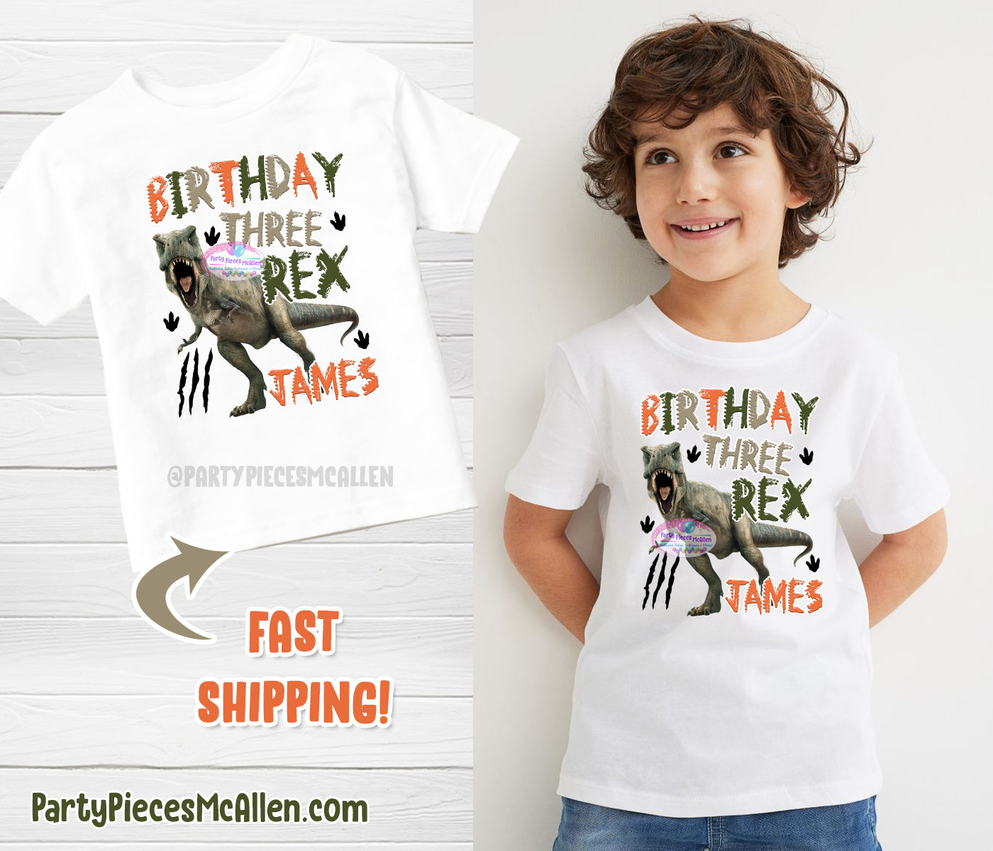 Three Rex Birthday Shirt – Party Pieces McAllen