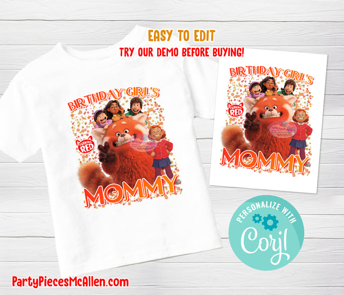 Turning Red Family Editable Birthday Shirt