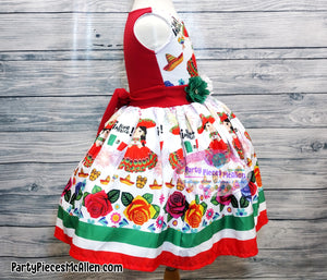 White Charrita Dress, Mexican Fiesta Dress