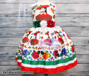 White Charrita Dress, Mexican Fiesta Dress White Charrita Dress, Mexican Fiesta Dress