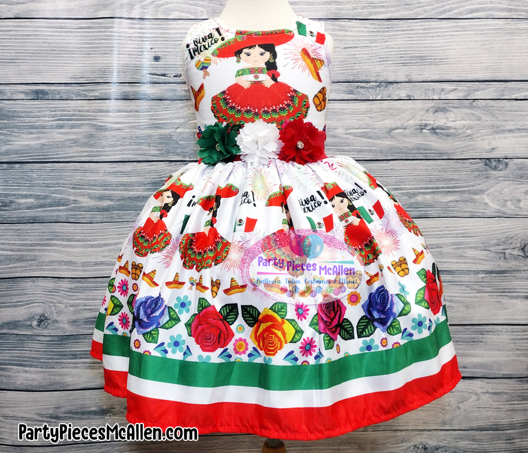 White Charrita Dress Mexican Fiesta Dress Party Pieces McAllen