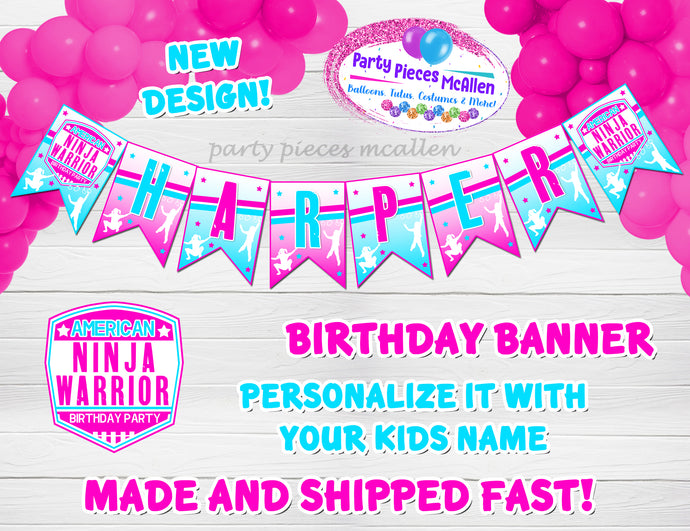 Girl Ninja Warrior Birthday Custom Banner