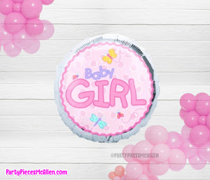 17" Baby Girl Round Foil Balloon