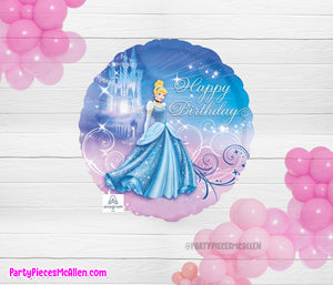 17" Cinderella Happy Birthday Round Foil Balloon