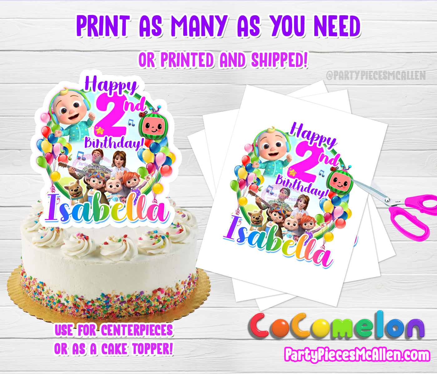 Cocomelon custom cake topper, digital file – Kawaii Raymi