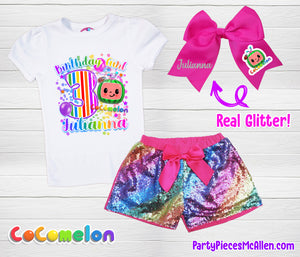 Watermelon Inspired  Birthday Sequin Short Outfit