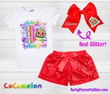 Load image into Gallery viewer, Watermelon Inspired  Birthday Sequin Short Outfit