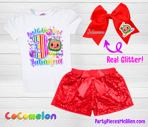 Watermelon Inspired  Birthday Sequin Short Outfit