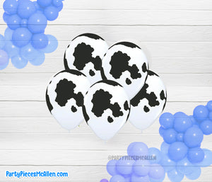 12" Cow Print Latex Balloons 6pz