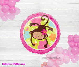 17" Cute Monkey Girl Foil Balloon