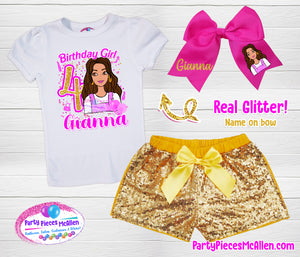 Brunette Doll Birthday Outfit
