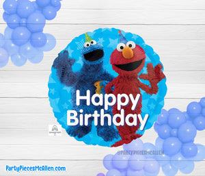 17" Elmo and Cookie Monster Round Foil Balloon