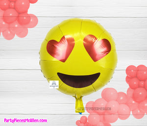 17" Emoji Heart Eye Round Foil Balloon